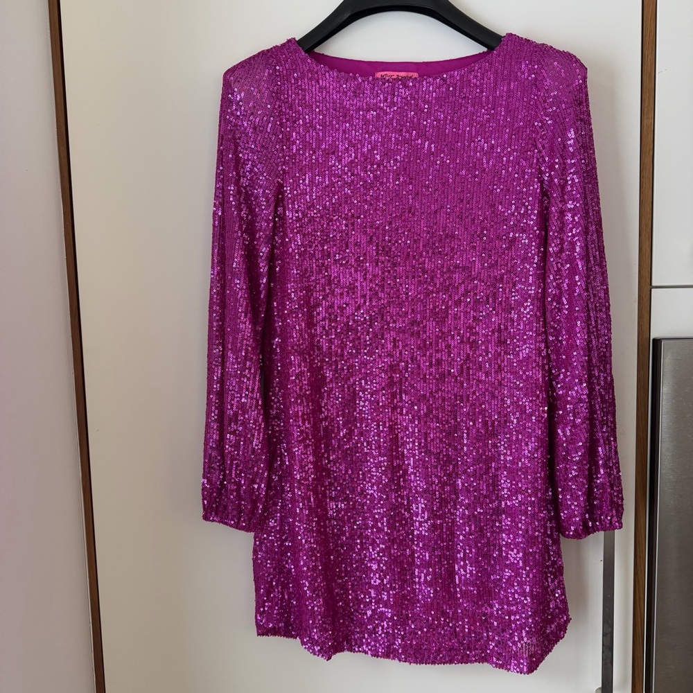 NWT BETSEY JOHNSON DOLOREAN MINI Pink Sequin Dress - S - Picture 6 of 15